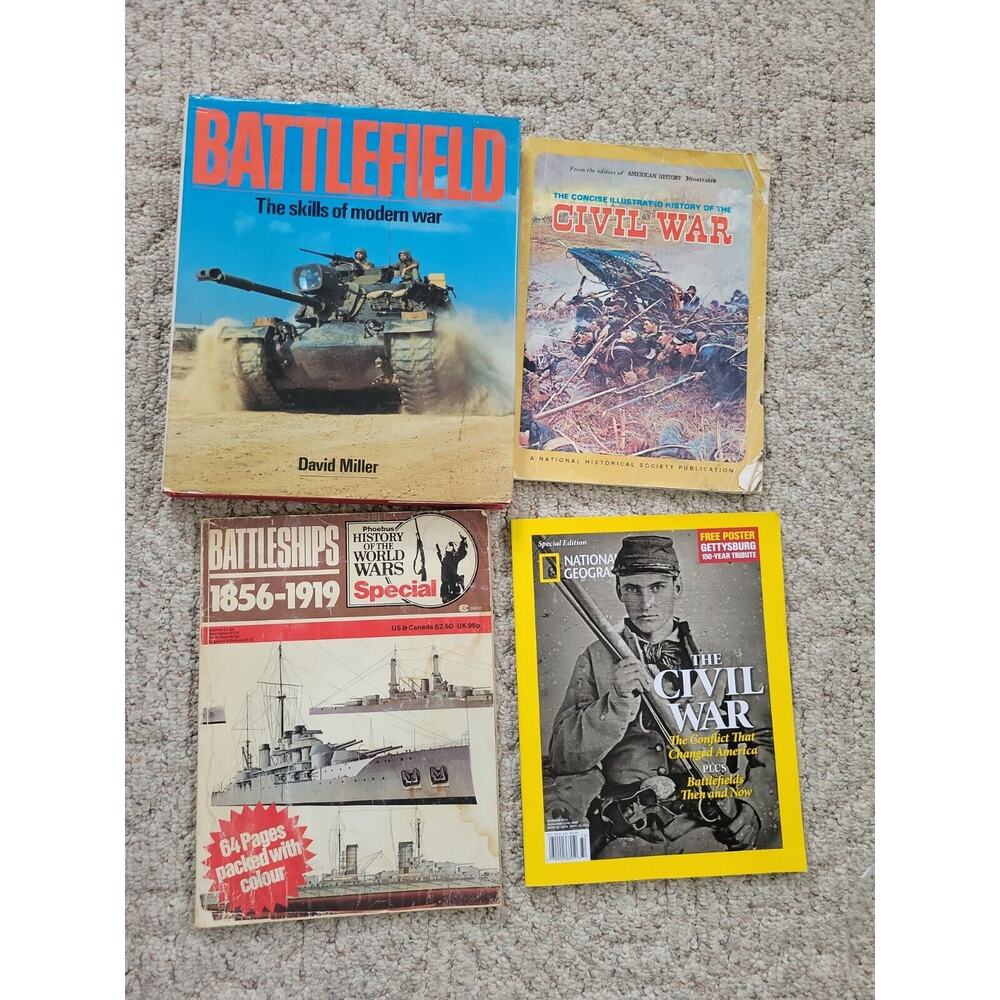 Lot of 4‎ vintage War & battleship books Military boats maritime Marine